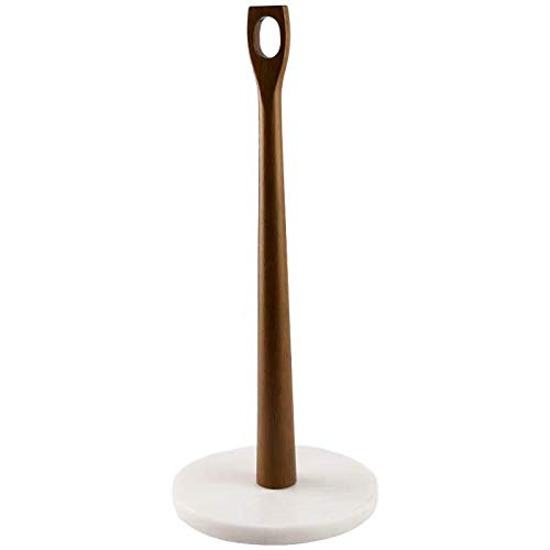 Xmzxkj White Marble Base Paper Towel Holder Towel Dispenser Marble And Acacia 14.5 Inches Tall