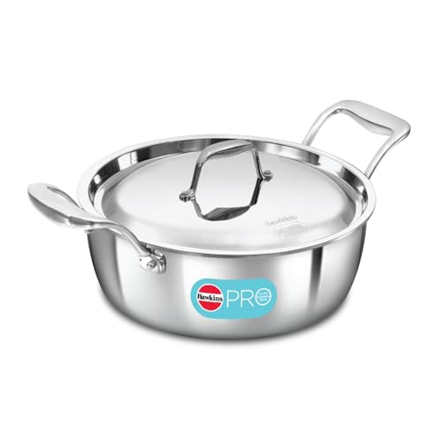 Hawkins 3L Pro Triply Stainless Steel Cook N Serve Bowl With Steel Lid, Silver (Psc30S)