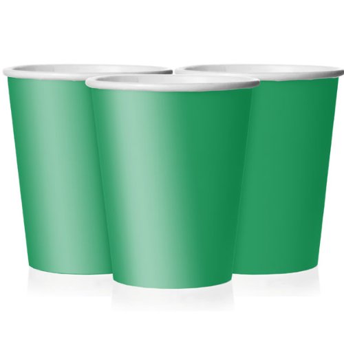 Premium Emerald Green Paper Cups Set - 9 Oz (14 Pcs) - Elegant & Eco-Friendly Party Drinkware - Perfect For Birthdays, Showers,