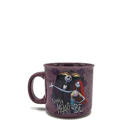 Silver Buffalo Disney Nightmare Before Christmas Simply Meant To Be Jack And Sally Ceramic Camper Style Mug, 20 Ounces