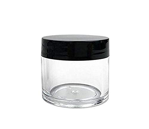 30G 30Ml/1Oz Refillable Black And White Plastic Screw Cap Lid With Clear Base Empty Cosmetic Jars For Nail Powder Bottles Eye Sh