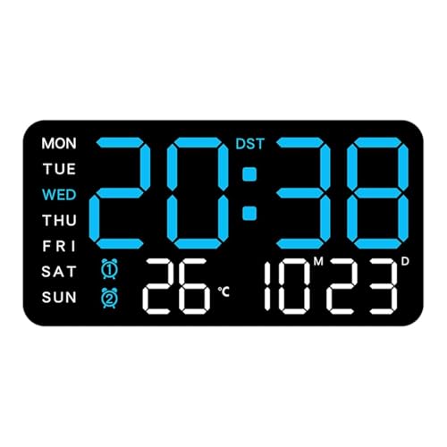 Aerys 9-Inch Digital Alarm Wall Clock, Large Led Display, Adjustable Brightness, 12/24 Hour Format, Date And Temperature Display