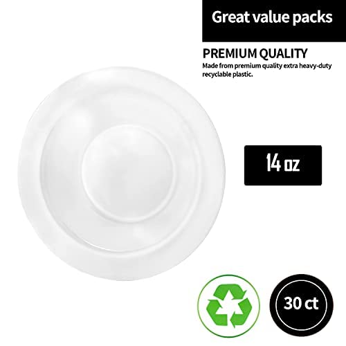Premium Quality Heavyweight Plastic Bowls China Like. Wedding and Party Dinnerware Plastic Bowls 14 oz. White/Pearl-Value Pack 30 Count