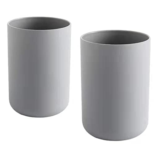 Wongwongcat Bathroom Tumbler, Unbreakable Dishwasher Safe Drink Cup 300Ml, 2 Pieces (Grey&Grey)