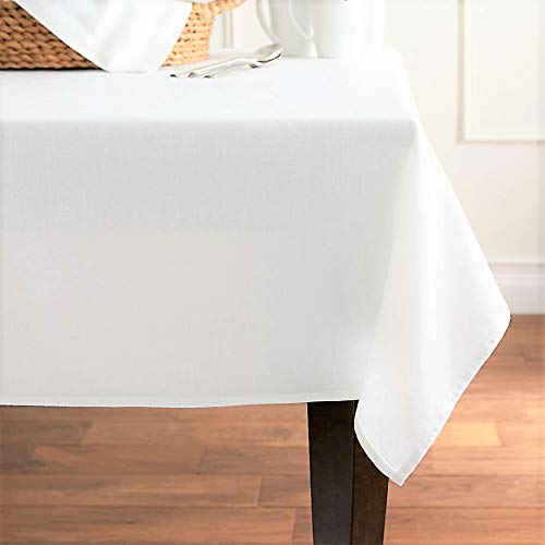 Pomp White 52'' X 52'' Inch Square Premium Polyester Tablecloth | Wrinkle + Stain Resistant Easy Care Fabric | Fits Square Or Ro