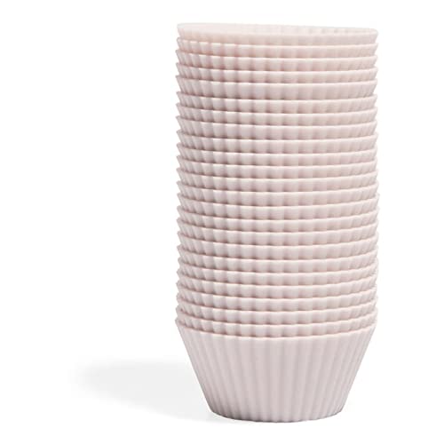 The Silicone Kitchen Reusable Silicone Baking Cups - Designer White, Non-Toxic, Bpa Free, Dishwasher Safe (Pack Of 24, Mini)