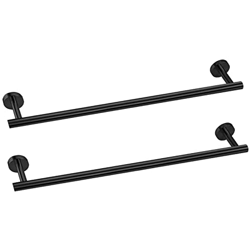 Cilee 2 Pieces Matte Black Bathroom Towel Bar, 16 Inch Double Towel Racks,Bathroom Towel Holder Towel Hanger For Bathroom Stainl
