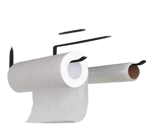 Barhary 1 Psc EasyInstall Kitchen Paper Towel Holder  NoDrill, Under Cabinet Roll Dispenser For Tissues & Cling Film, SpaceS