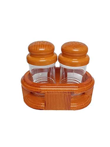 DIKANSHA Plastic Multipurpose Salt, Pepper Dispenser or Shaker with Stand (Brown)