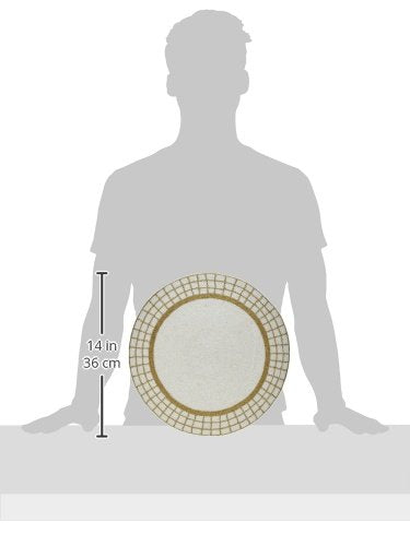 Kianni Decor Check Round Placemat, White And Gold