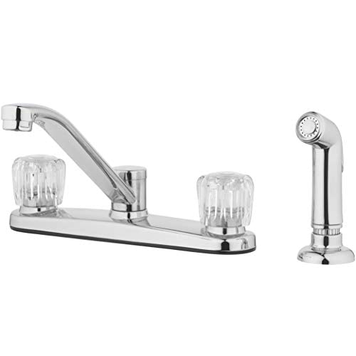 Aqua Vista 26-K82Cs-Ch-Av Two Handle Kitchen Sink Faucet With Side Spray, Polished Chrome Round Knobs