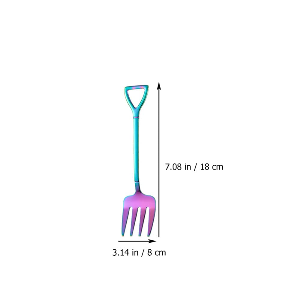 Osaladi 6Pcs Shovel Fork And Spoon Shovel Coffee Spoon Mini Shovel Spoons Dessert Shovel Spoons Rainbow Spoons And Forks Stainle