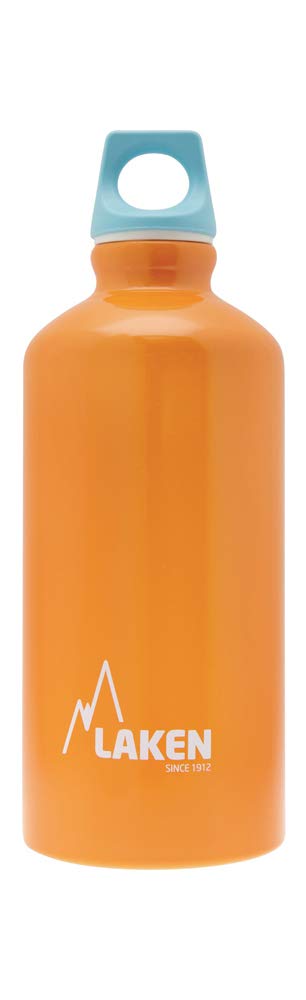 Laken Futura Aluminum Water Bottle - Narrow Mouth, Screw Cap with Loop - Leak-Proof, BPA Free, Made in Spain - 20oz, Orange