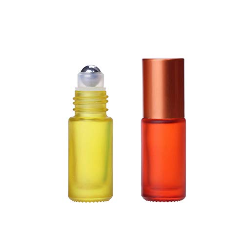 Constore 8Pcs 5Ml Colorful Frosted Roll On Bottles Glass Roller Ball For Essential Oils Refillable Massage Roller Bottles With S