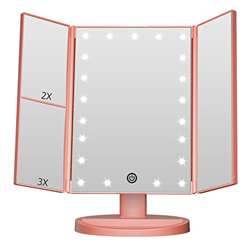 FASCINATE Lighted Makeup Mirror, Feature 21 Bright LED Lights, Dimmable Brightness, One Touch Power Switch, Multiple Magnifying