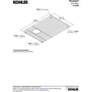 Kohler K-6238-St Riverby Sink Rack, Stainless Steel 1.00 X 20.38 X 14.13 Inches