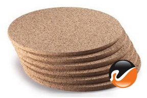 Widgetco 3/8'' X 12'' Round Cork For Placemats, Cork Trivets, Plant Holderss (Pack Of 6)