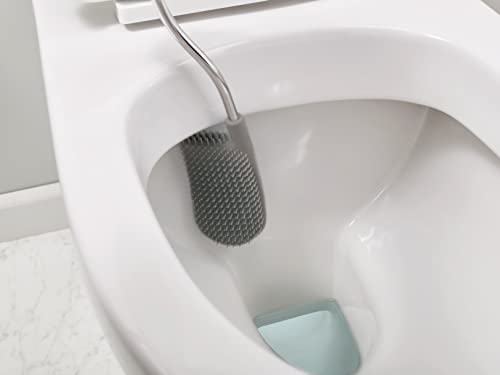 Joseph Joseph Flex Lite Silicone Toilet Brush With Slimline Holder Set, Flexible Head, Drip, Anti-Clog Deep Clean, 1 Ea, Grey/Wh
