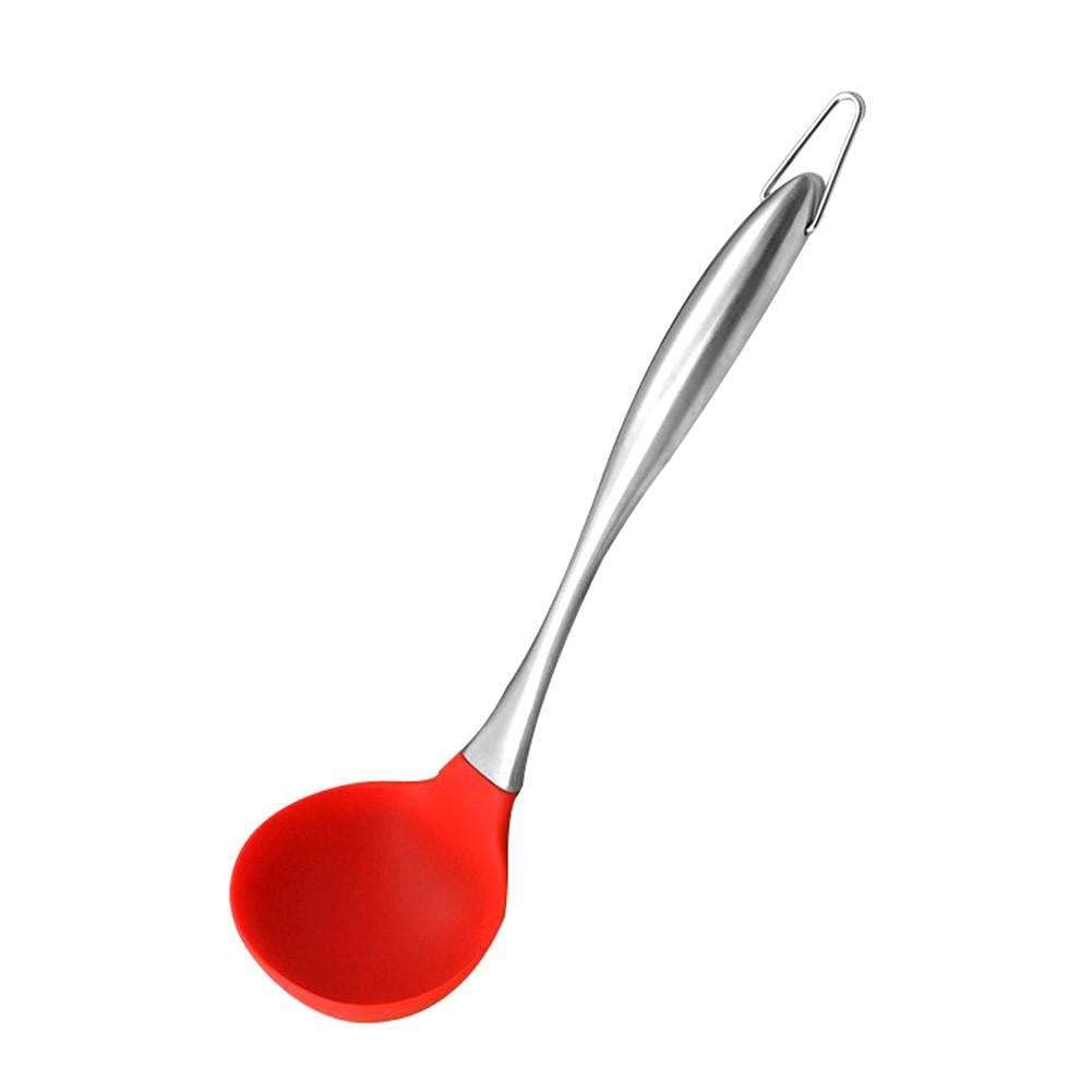 Taskhouse Silicone Ladle Spatula Heat Resistant Kitchen Utensil For Cooking, Mixing, Stirring And Serving Spoon (Ladle Red)