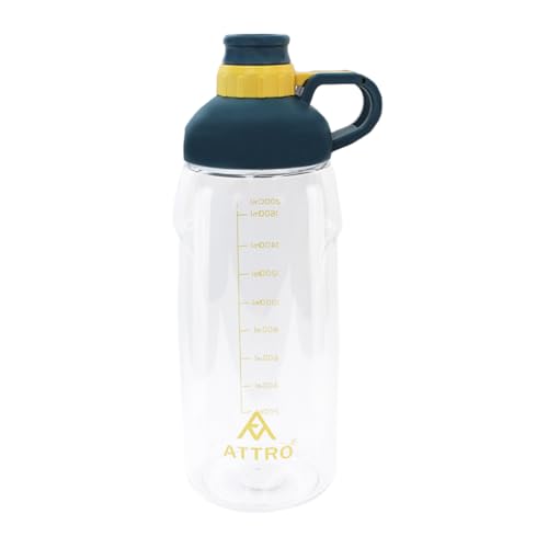 Attro Hydra Gym 2000ml Water Bottle with Easy to Carry Grip Handle & ML Mention for Daily Water Intake BPA Free LeakProof  Dar