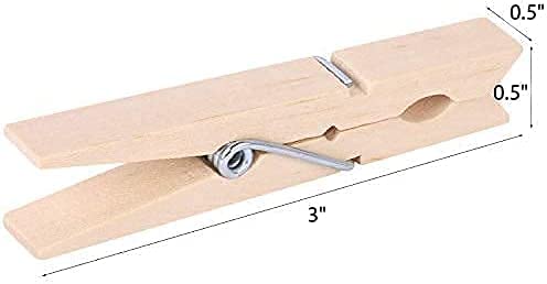 200pcs 3inch Clothes Pins Wooden Clothespins Heavy Duty Spring Wood Clips for Laundry Hanging Clothes Pictures Crafts