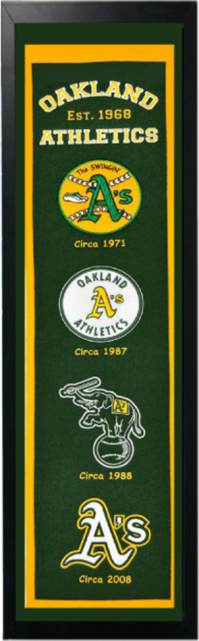 Oakland A'S Logo History Felt Banner 14 X 37