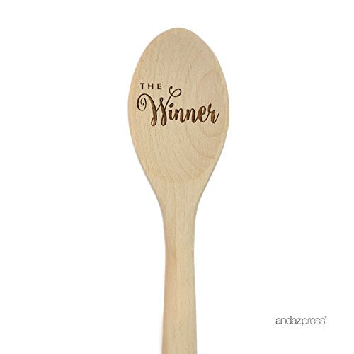 Andaz Press Laser Engraved Wooden Mixing Spoon Trophy Award Prize, 12-Inch, Winner, 1-Pack