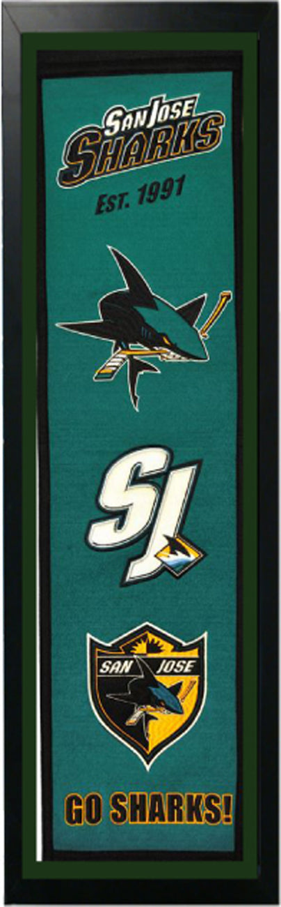 San Jose Sharks Logo History Felt Banner 14 X 37