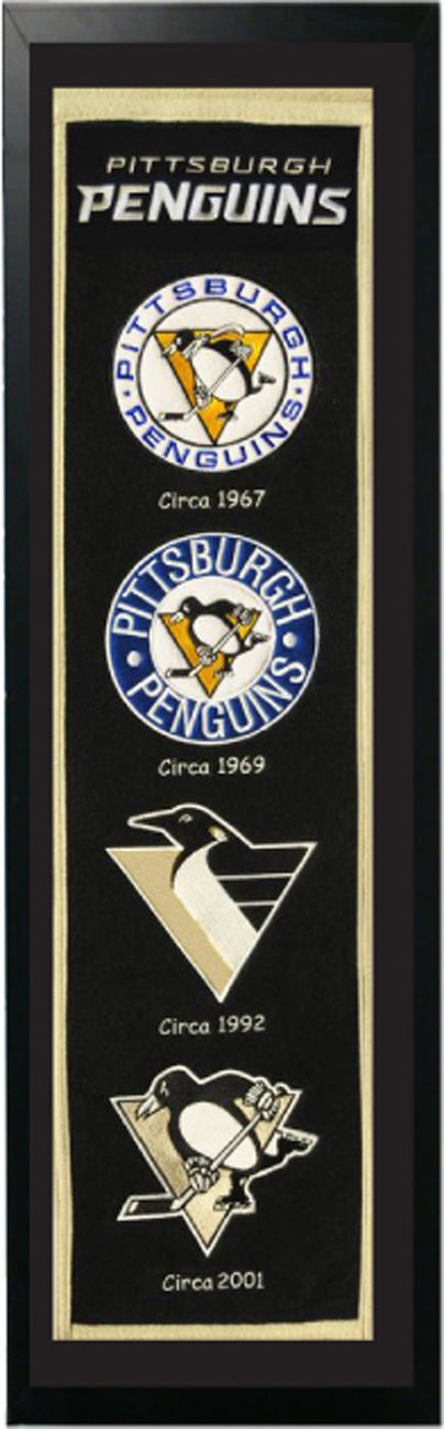 Pittsburgh Penguins Logo History Felt Banner 14 X 37