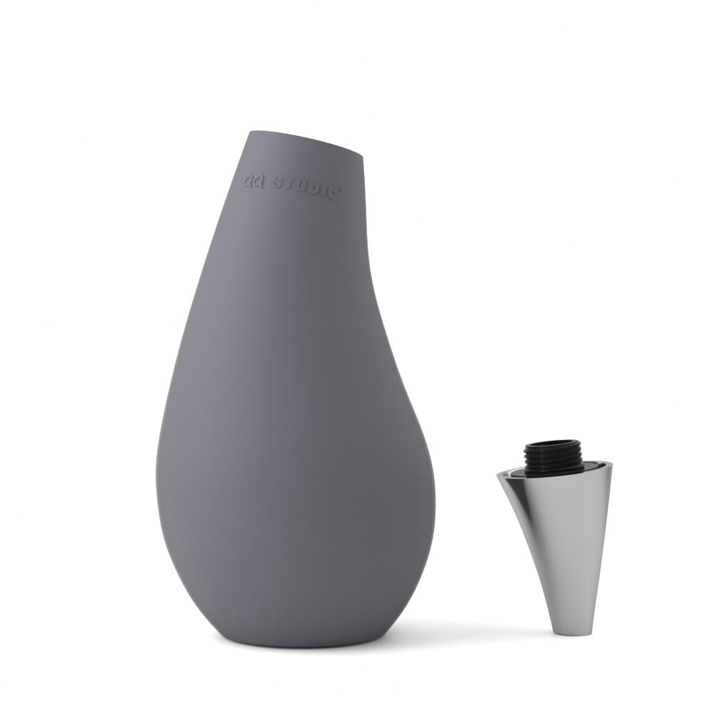 Kitchen Bathroom Counter Top Squeezable Soap Dispensers Tear Drop Shape Bottle (Gray, 7Oz)