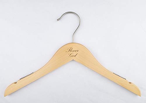 Nahanco Fg20014Eng Bridal Hanger, Natural Wood Hanger Engraved With (Flower Girl), 14    (1 Piece)
