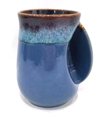Selamica Porcelain 18Oz Novelty Right-Handed Handwarmer Mug, Coffee Mug, Tea Mug For Family Friends And Couple - Blue