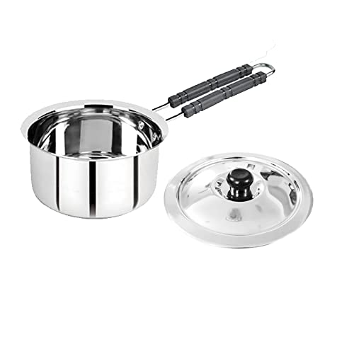 Starlinks Ss 1.5 L Stainless Steel (22Swg) Sauce Pot Milk Pan Teapot Tapeli Patila Bhagona With Stainless Steel Lid And Handle. 