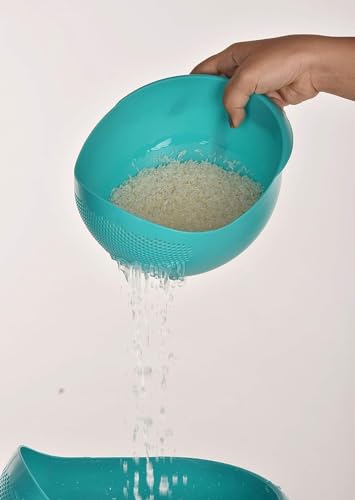 Clazkit Food Strainer Colander, Fruit Basket, Pasta Strainer, Vegetable Strainer, Kitchen Sieve, Washing Bowl, Unbreakable, (Col