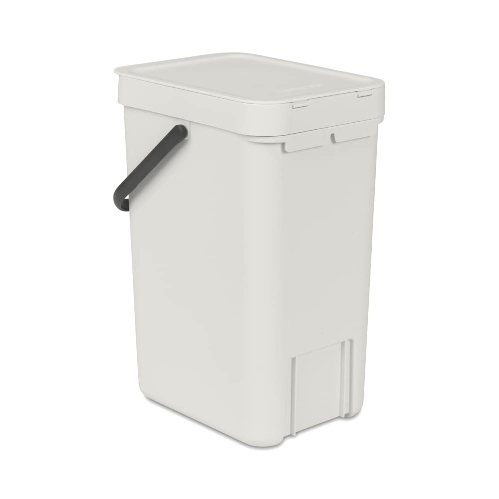 Brabantia Sort & go Kitchen Recycling can (32 galLight gray) Stackable Waste Organiser with Handle & Removable Lid  Wallcupboard Mounting