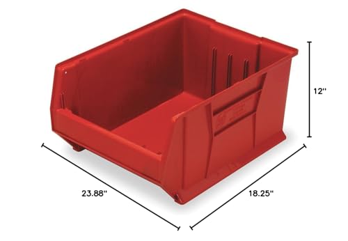 Hulk 24 Container, 23-7/8L X 18-1/4W X 12H, Stackable, Polypropylene, Red, Made In Usa