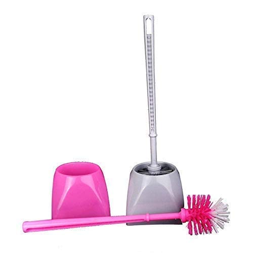 Goldennest Western Round Toilet Brush With Holder Set,Toilet Bowl Scrubbing Brush, Wall Mountable/Floor Standing, Polypropylene 