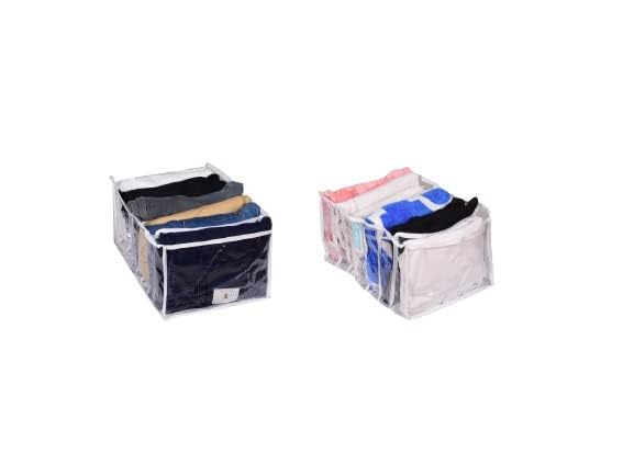 Suneshcreation Wardrobe Organiser, Undergarment Organizer, Shelf Organiser For Cupboard Pack Of 2