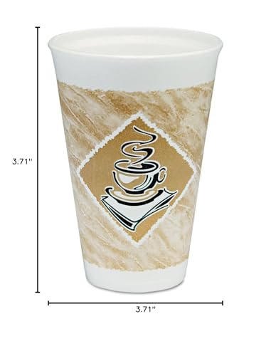 Dart 16X16Gpk Cafe G Hot/Cold Cups Foam 16 Oz White/Brown With Green Accents 25/Pack