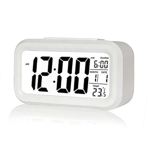 Aerys Digital Alarm Clock, Table Clock With Automatic Sensor, Date And Temperature Display, Compact Desk Clock For Students, Hom