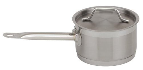 Royal Industries Saucepan W Lid 3.5Qt Saucepot Induction Cookware Stainless Steel Pot,Long Sturdy Handle 7.9''Diam 4.1''H Silver