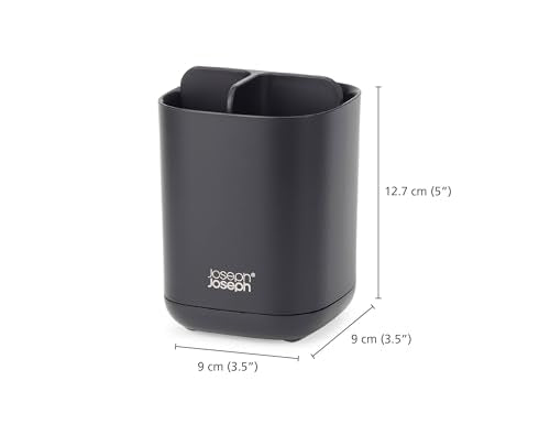 Joseph Joseph Easy-Store - Toothbrush Holder Caddy, Bathroom Storage, Compact, Matt Black