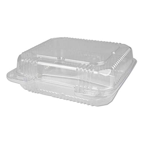 Durable Packaging Plastic Clear Hinged Containers, 3-Compartment, 5 Oz/5 Oz/15 Oz, 8.88 X 8 X 3, Clear, 250/Carton