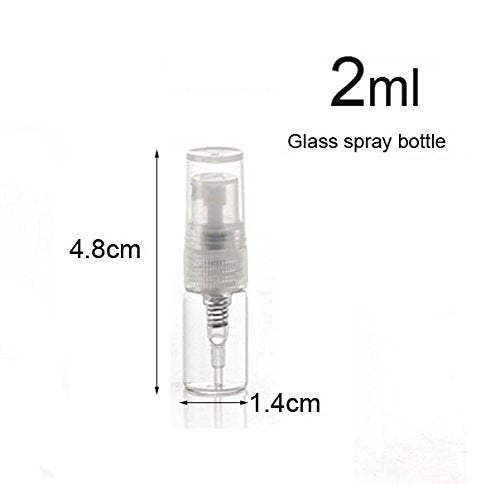 Elfenstall- 10Pcs Mini Clear 2Ml 5/8 Dram Fine Mist Atomizer Vial Glass Bottle Spray Refillable Perfume Empty Sample Bottle Clea