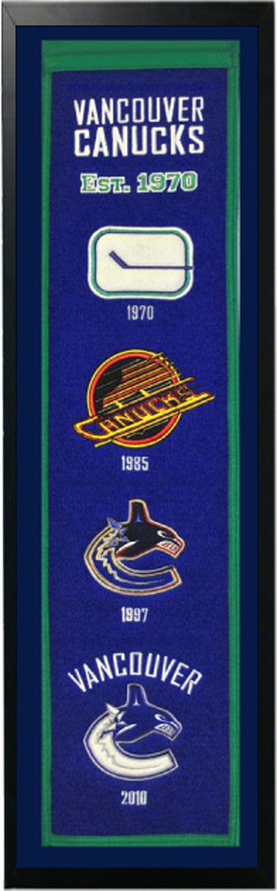 Vancouver Canucks Logo History Felt Banner 14 X 37