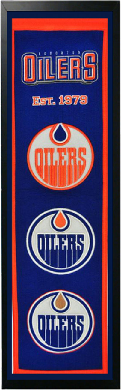 Edmonton Oilers Logo History Felt Banner 14 X 37