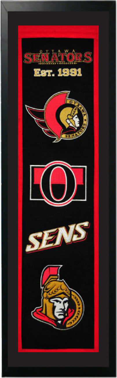 Ottawa Senators Logo History Felt Banner 14 X 37