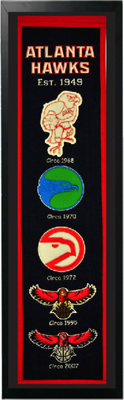 Atlanta Hawks Logo History Felt Banner 14 X 37