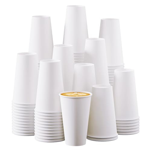 Turbo Bee Disposable Paper Coffee Cups 16oz  210 Pack White Paper Cups Disposable Hot Drinking Cups