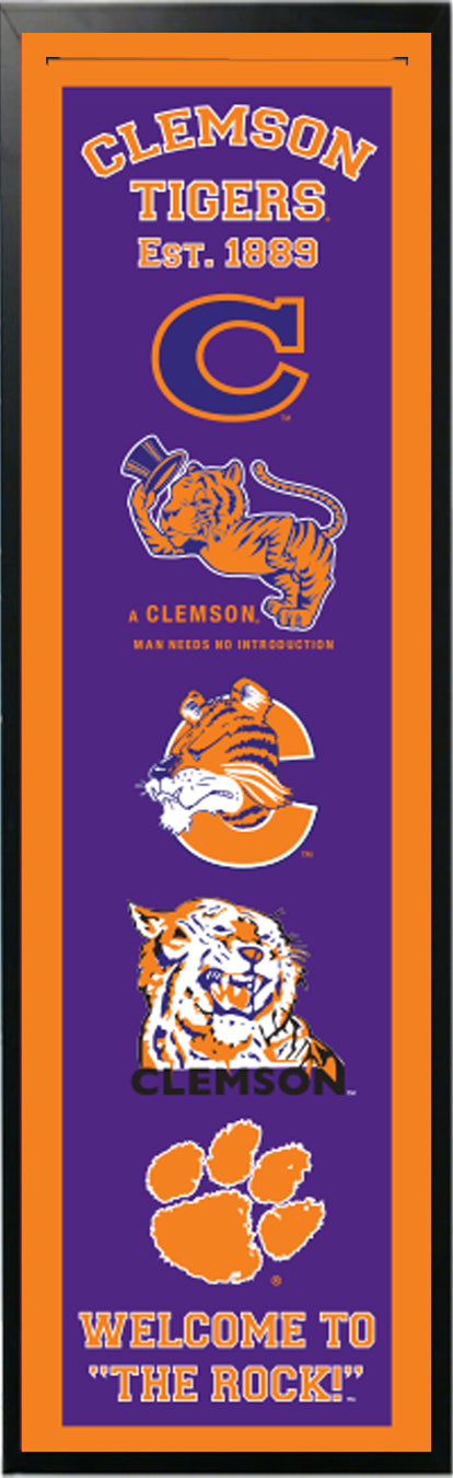 Clemson Tigers Logo History Felt Banner  14 X 37